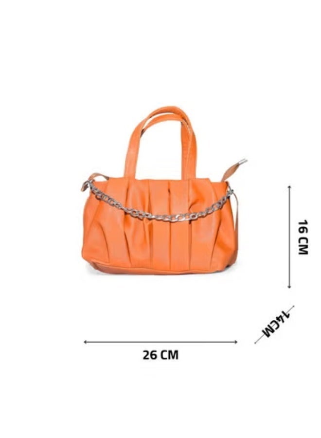 شنطة حريمي 2 في 1 يد وكروس – خامة ضد الميه بسلسلة معدن شيك - Image 5