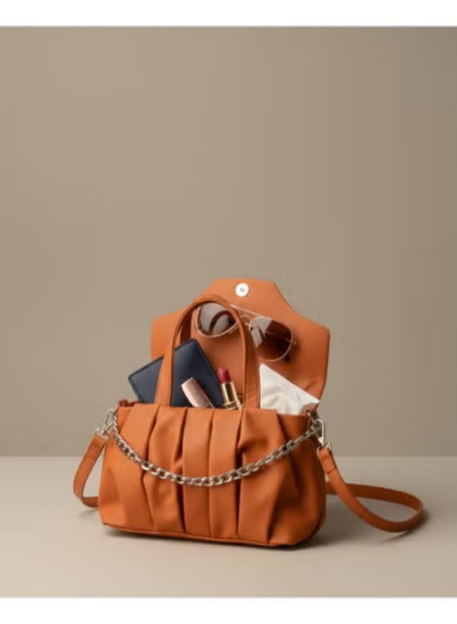 شنطة حريمي 2 في 1 يد وكروس – خامة ضد الميه بسلسلة معدن شيك - Image 3