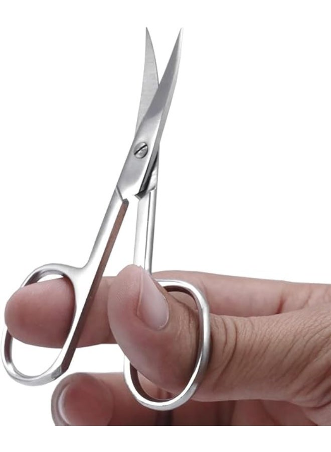 Stainless steel nail scissors - Curved scissors for eyebrows, eyelashes, mustache, beard, nose hair, and toenails - Pedicure and manicure scissors for men and women - Image 1