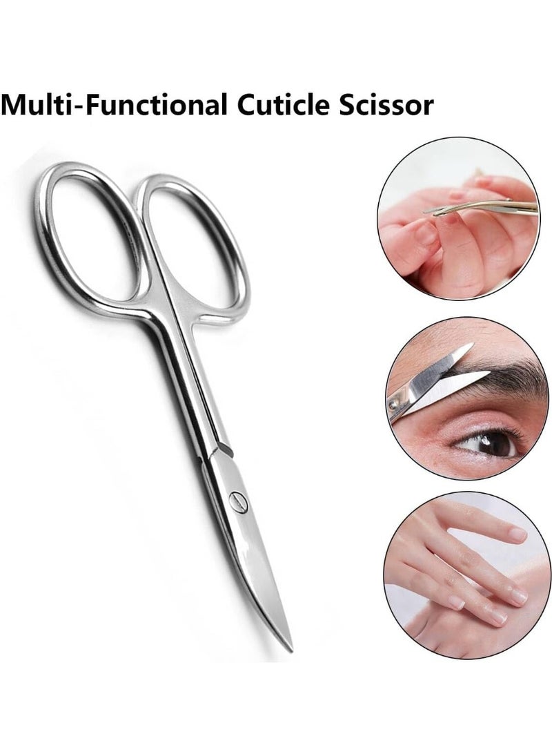 Stainless steel nail scissors - Curved scissors for eyebrows, eyelashes, mustache, beard, nose hair, and toenails - Pedicure and manicure scissors for men and women - Image 4