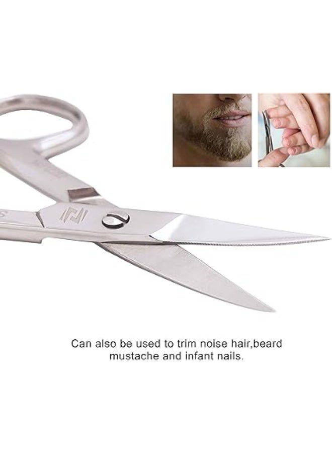 Stainless steel nail scissors - Curved scissors for eyebrows, eyelashes, mustache, beard, nose hair, and toenails - Pedicure and manicure scissors for men and women - Image 5