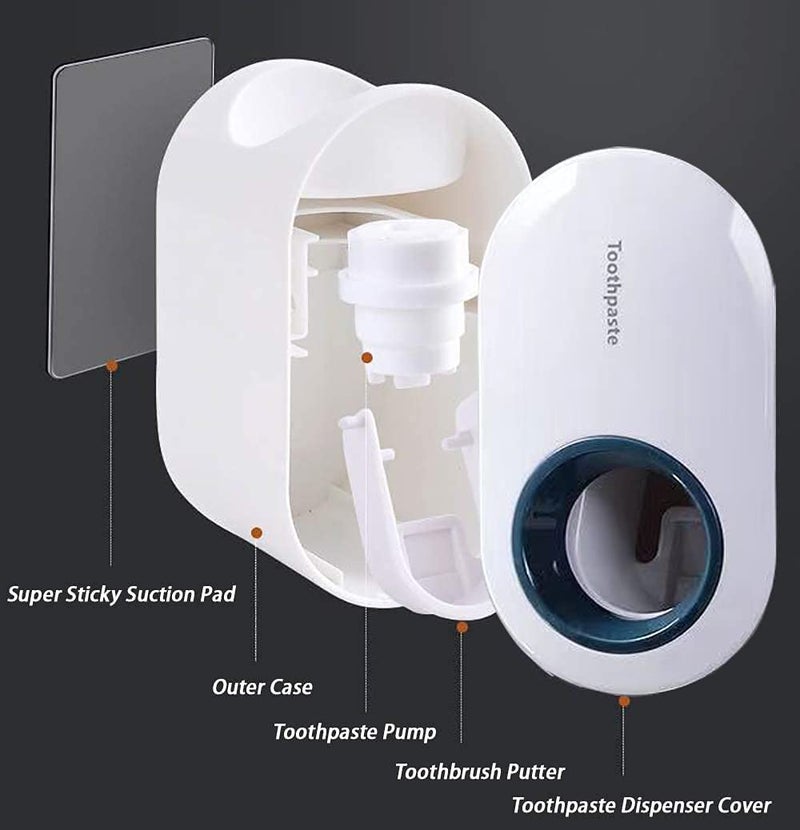 Toothpaste Dispenser, Automatic Squeezer Toothpaste Dispenser for Kids and Adults,Wall Mount for Family Shower Bathroom Toothpaste Squeezer, Easy to Install,White - Image 4