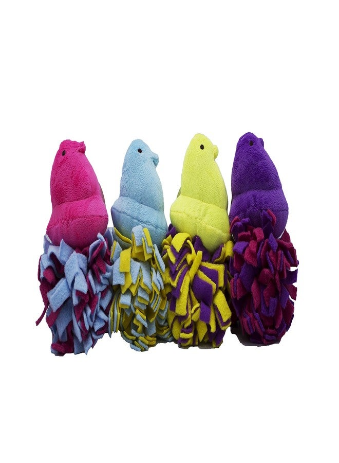 Peeps Chick Fleece Ball Toy for Dogs, 4 count, Blue/Purple/Pink and Yellow - Image 1