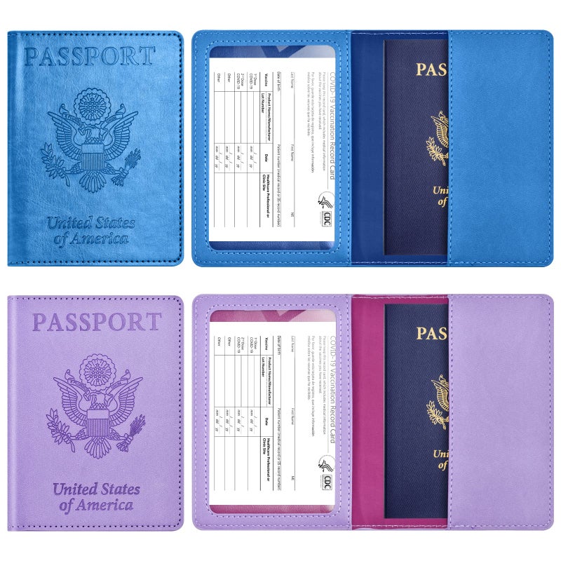 Eoehro Eoehro 2Pack Passport Holder Wallet Cover Case, Travel Essentials for Women and Men  - Image 2