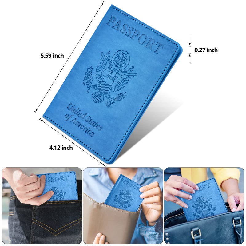 Eoehro Eoehro 2Pack Passport Holder Wallet Cover Case, Travel Essentials for Women and Men  - Image 4