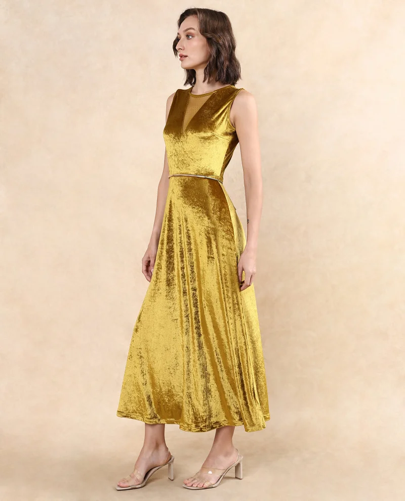 Rareism Women's Velvet Maxi Dress