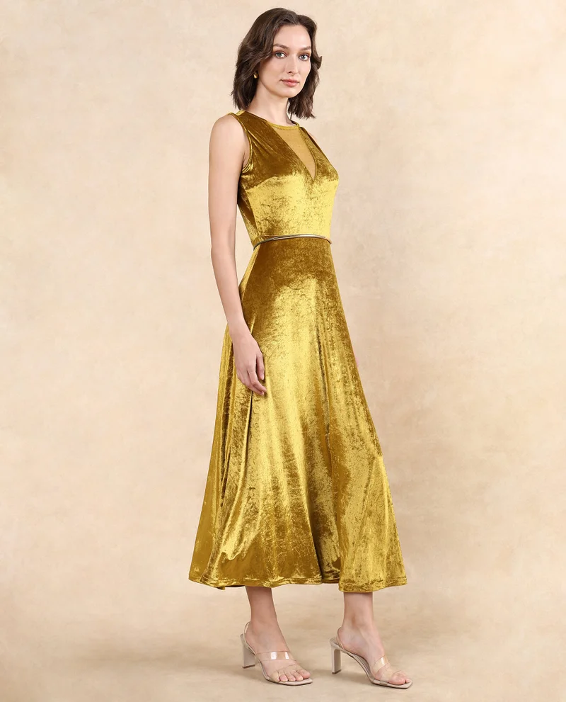 Rareism Women's Velvet Maxi Dress
