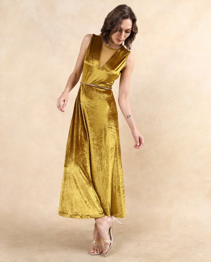 Rareism Women's Velvet Maxi Dress