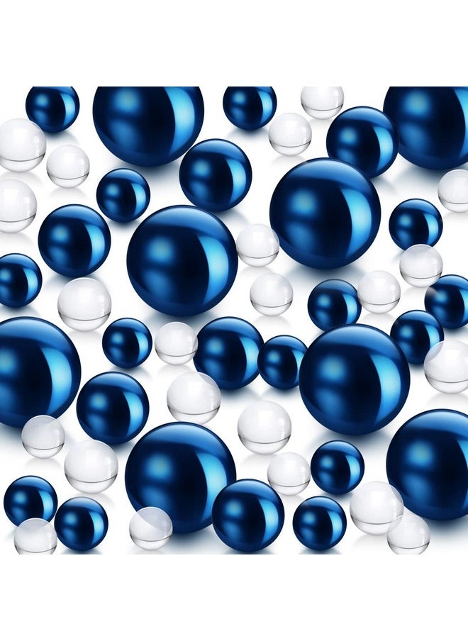 Sureio 6400 Pieces No Hole Pearls For Centerpieces Vase Filler Beads Clear Water Gel Polished Pearls For Home Candle Wedding Birthday Party Table Decor 8/14/20 Mm (Dark Blue)  - Image 1
