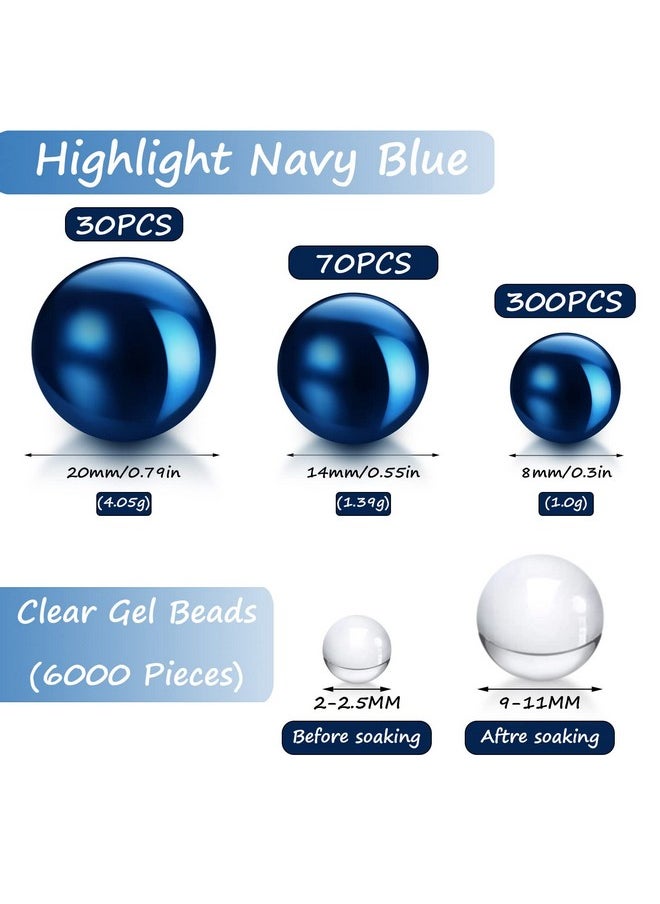 Sureio 6400 Pieces No Hole Pearls For Centerpieces Vase Filler Beads Clear Water Gel Polished Pearls For Home Candle Wedding Birthday Party Table Decor 8/14/20 Mm (Dark Blue)  - Image 3