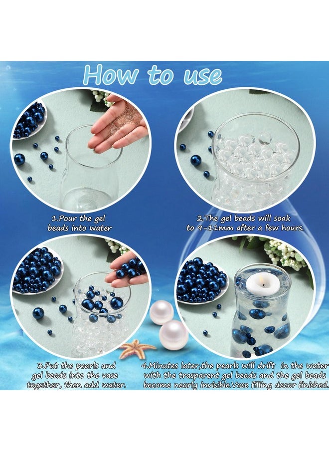 Sureio 6400 Pieces No Hole Pearls For Centerpieces Vase Filler Beads Clear Water Gel Polished Pearls For Home Candle Wedding Birthday Party Table Decor 8/14/20 Mm (Dark Blue)  - Image 5