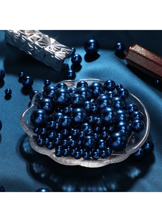Sureio 6400 Pieces No Hole Pearls For Centerpieces Vase Filler Beads Clear Water Gel Polished Pearls For Home Candle Wedding Birthday Party Table Decor 8/14/20 Mm (Dark Blue)  - Image 4