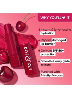 Dot & Key Dot & Key Barrier Repair Hydrating Lip Balm SPF 50 | Cherry Crimson | Repairs Damaged Lip Barrier | High Tinted | 4.5 gm  - Image 3