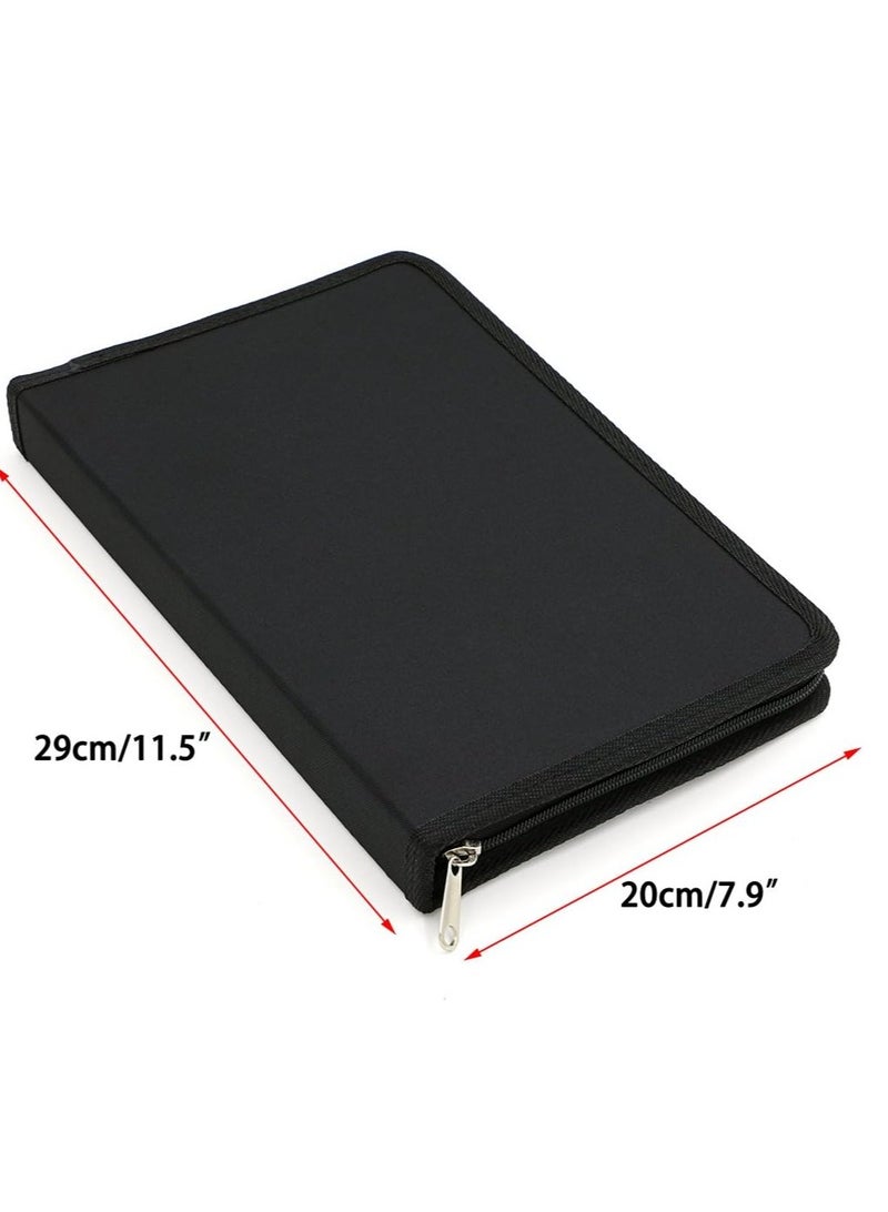 BTSKYÂ® Portable Canvas Zippered Colored Pencil Case-Super Large Capacity 72 Slot Pencil Bag Pouch for Watercolor Pencils(Black)