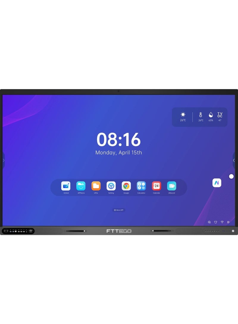 FTTEGO FTT EGO RK3588 75" 4K UHD Interactive Flat Panel Display with AI Camera, Android 15, 16GB RAM, Smart Touch Screen for Business, Education, and Meetings - Image 5