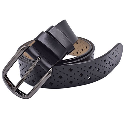 VONSELY Hollow Leather Belts for Women, Soft Leather Womens Belts with Pin Buckle (1.5" Wide Black) - Image 4