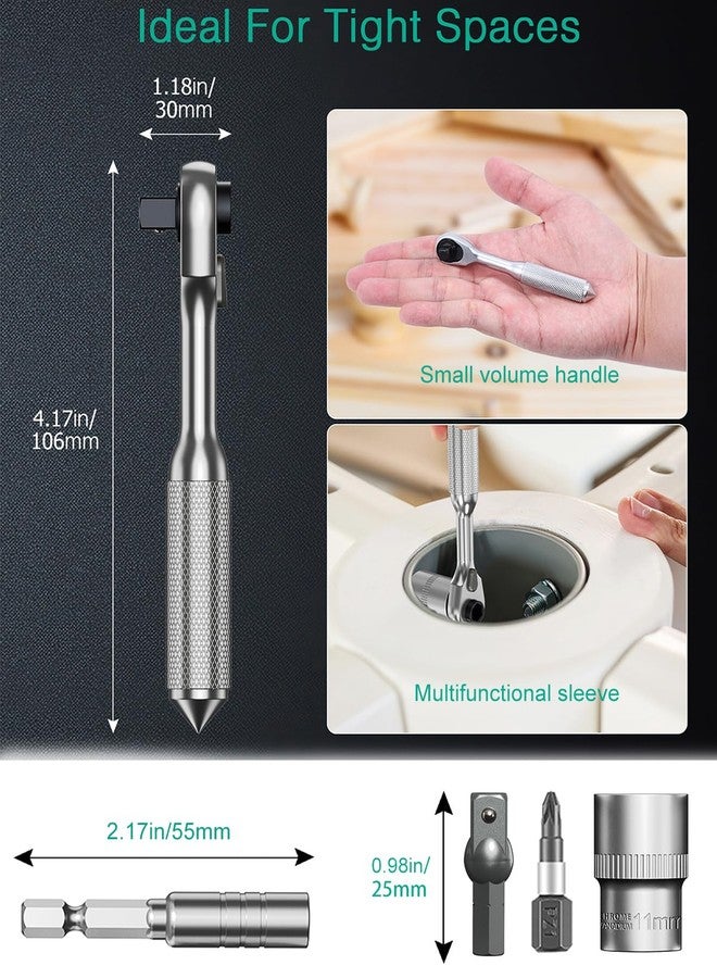 ORIA 42 in 1 Ratchet Socket Wrench Set, Portable Ratchet Screwdriver with 30 Bits, 1/4 Inch Drive Socket, 72 Tooth Magnetic Repeir Tool Kit for DIY, Bicycle, Furniture - Image 2