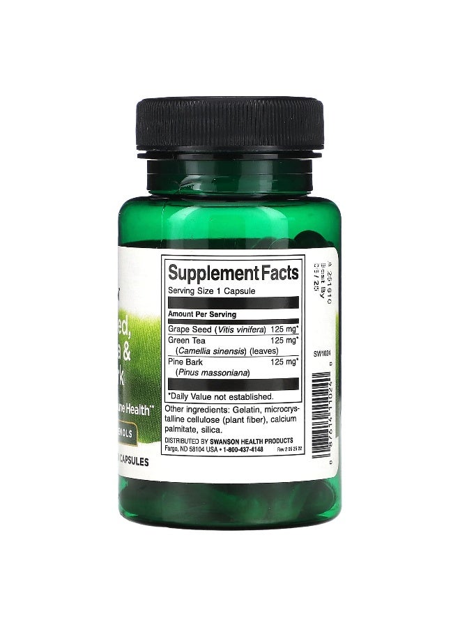 SWANSON Swanson, Grape Seed, Green Tea & Pine Bark Complex, 60 Capsules  - Image 2