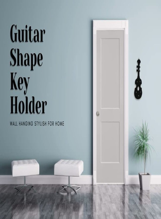 NB Crafted Stylish Unique Guitar Shape 6 Hook Wall Hangings for Home Decoration Key Holder, Key Hanger for Home Decor Key Stand, Key Holder for Home, Office, Shop Pack of 1 - Image 5