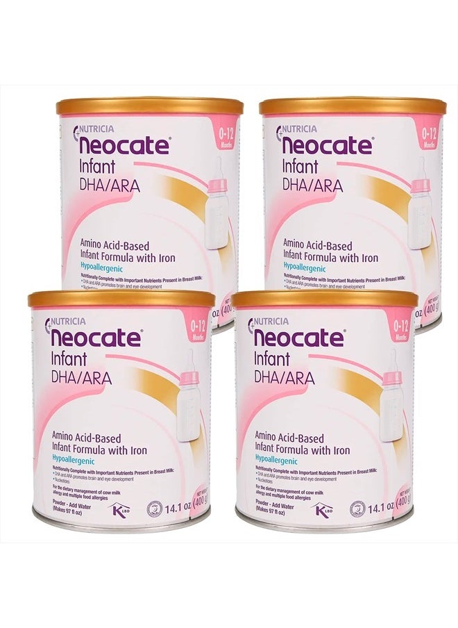 Neocate - Infant - Hypoallergenic, Amino Acid-Based Baby Formula with DHA/ARA - 14.1 Oz Can (Pack of 4) - Image 1