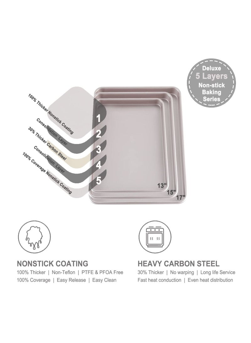 chefmade 13 Inch Rimmed Baking Pan Non Stick Carbon Steel Cookie Sheet Pan - Image 3