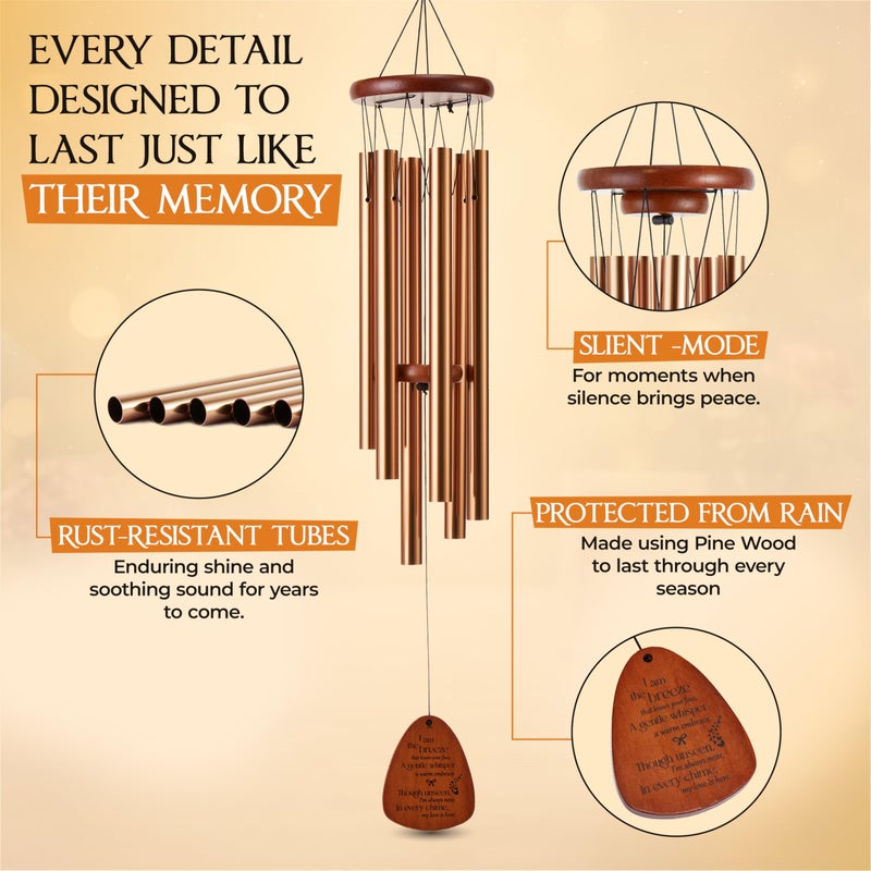 Captain Decor 32 Inch Memorial Wind Chimes Outdoor, Sympathy Gifts for Loss of Loved One, Memorial Gifts for Loss of Mom, Sympathy Wind Chimes for Mother, Father, Brother, Sister - Image 5
