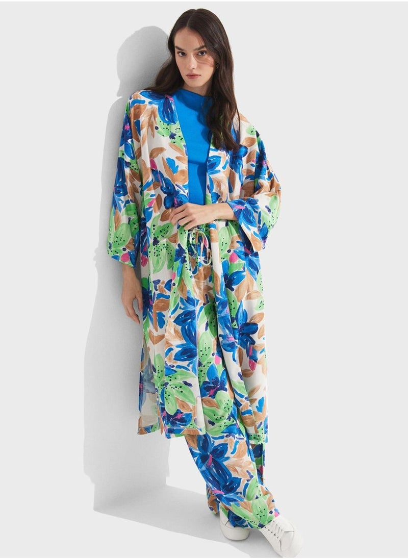 JUNE Floral Printed Kimono - Image 1