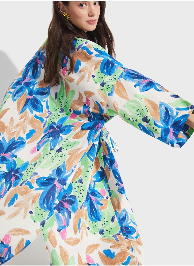 JUNE Floral Printed Kimono - Image 4