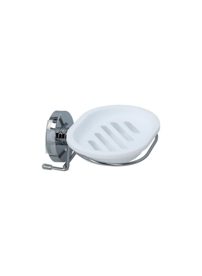 Wenko Milazzo Vacuum-Loc Wall Mounted Soap Dish White And Silver 20882100 - Image 2