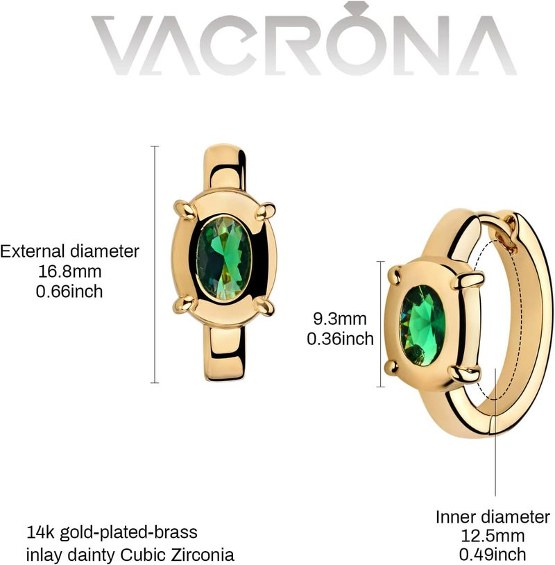 VACRONA Cubic Zirconia Huggie Earrings 14k Gold Plated Tiny Earrings Small Huggie Hoop Earrings Simple Lightweight Hoops Gift for Women - Image 4