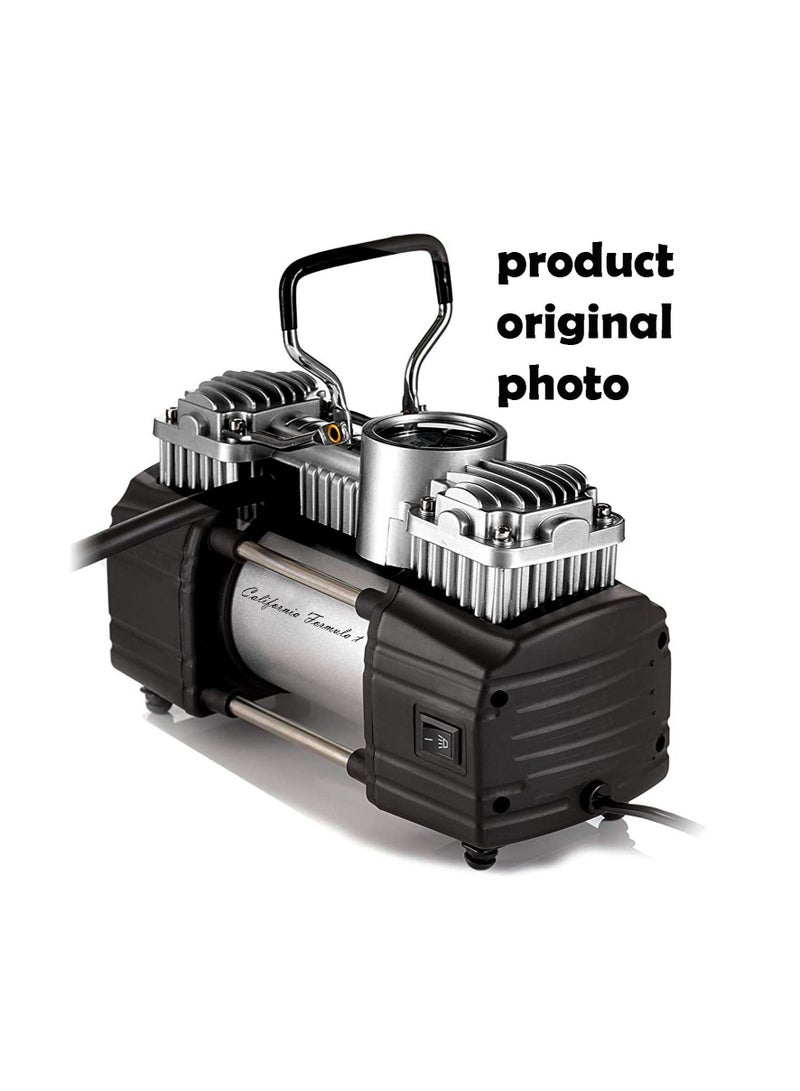 California formula-T California Car Air Compressor 150 PSI Dual Cylinder with Emergency Kit – Includes Triangle, Repair Foam, Deflator, Towels, and Gloves - Image 2