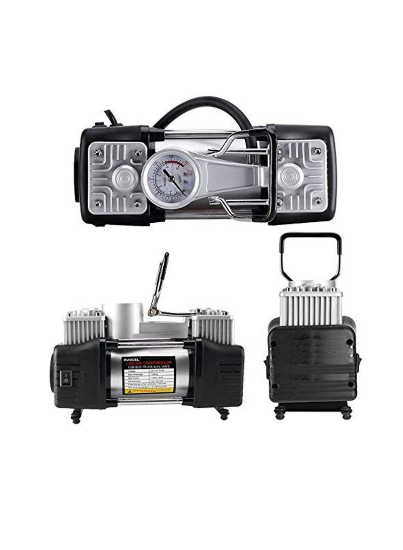 California formula-T California Car Air Compressor 150 PSI Dual Cylinder with Emergency Kit – Includes Triangle, Repair Foam, Deflator, Towels, and Gloves - Image 3