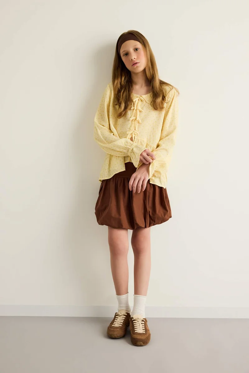 ديفاكتو Girl Poplin Balloon Fit Skirt