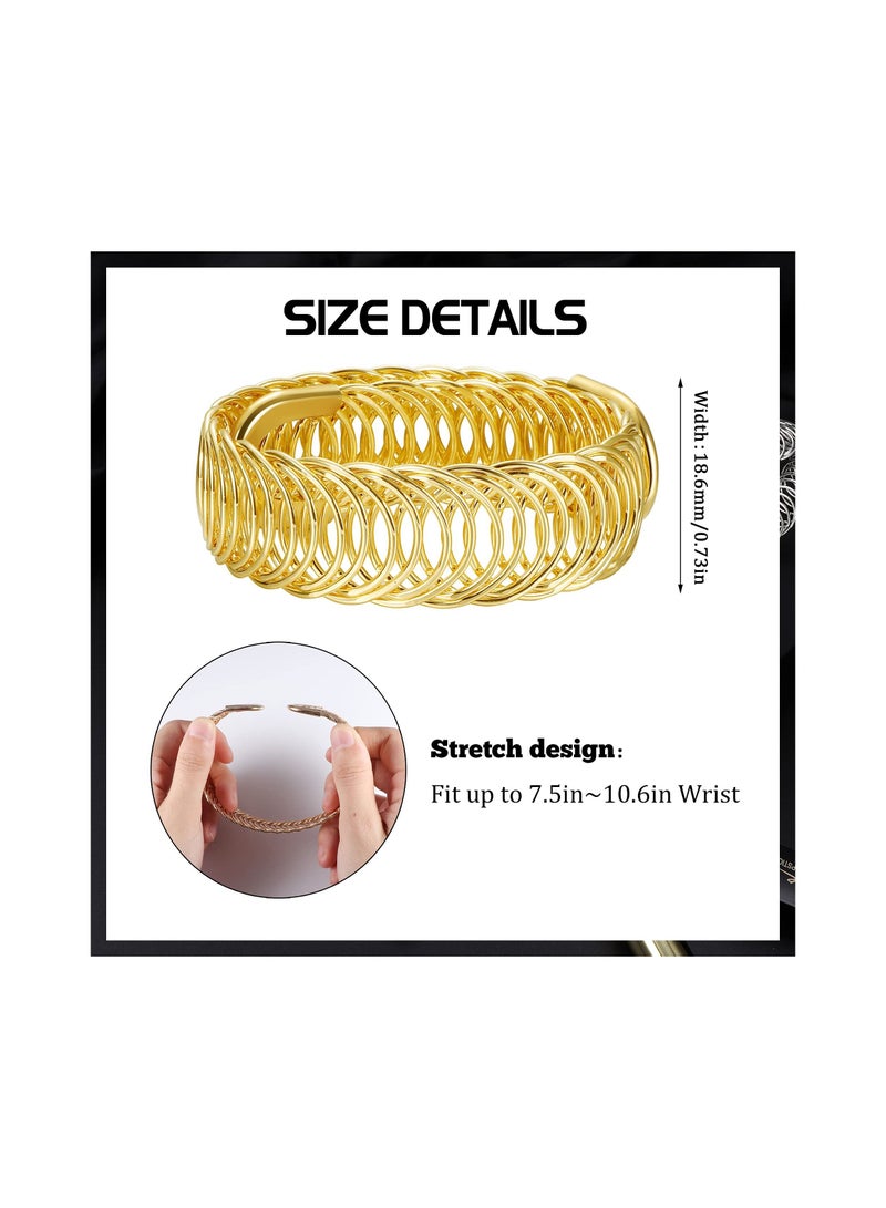 KASTWAVE 3Pcs Women Bib Necklace Jewellery Set for Women Choker Necklace Stretch Cuff Bracelet Dangle Earrings Costume - Image 3