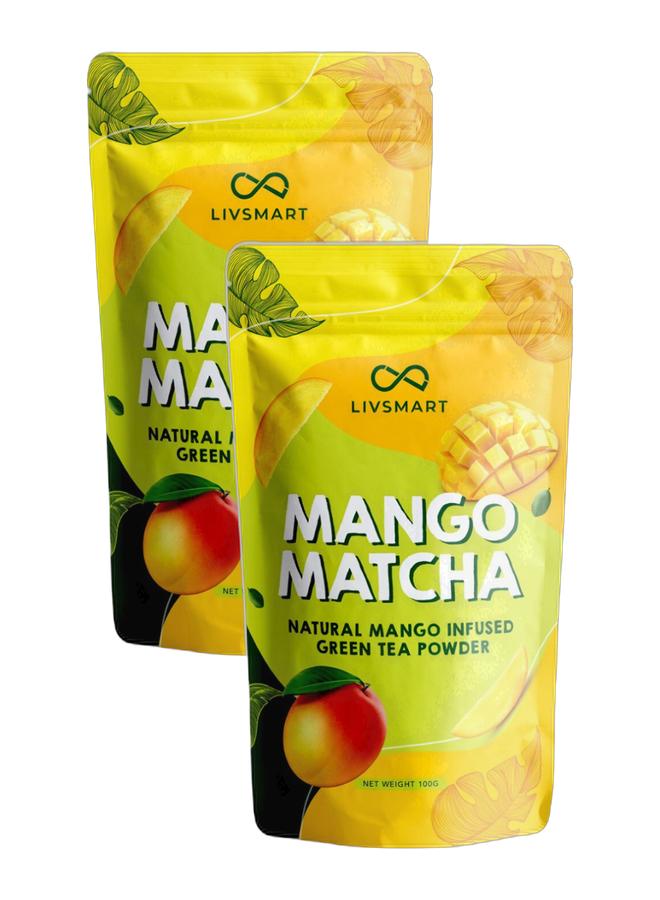 LIVSMART Organic Matcha Tea Powder Mango 100g, Pack of 2 - Image 1
