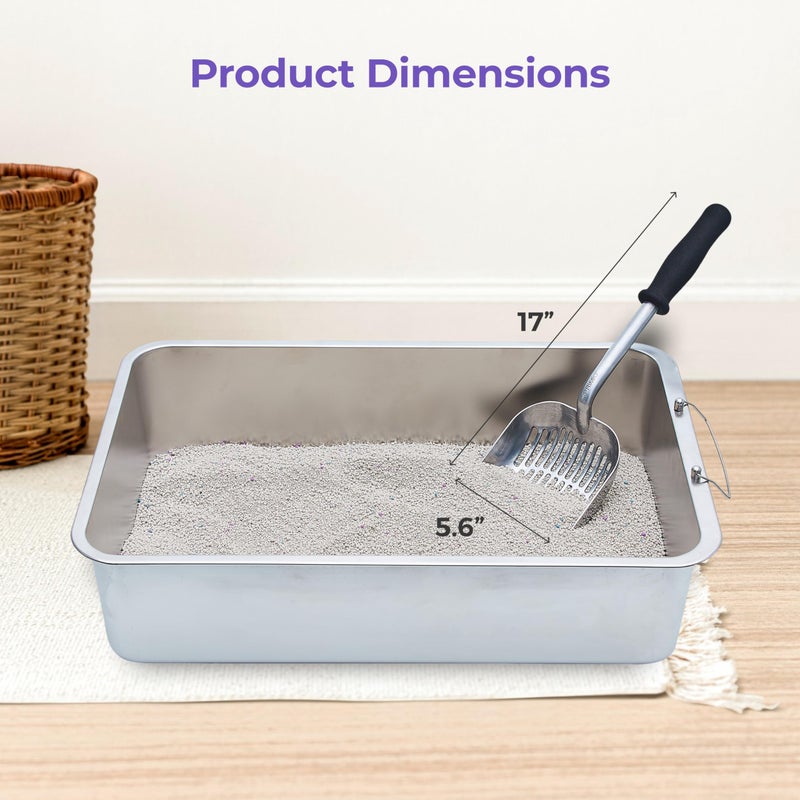 iPrimio Monster Metal Cat Litter Scoop with 17-Inch Long Handle - Extra Large Deep Shovel with Rounded Corners for Extended Reach and Soft Ergonomic Grip for Effortless Cleaning - Image 3