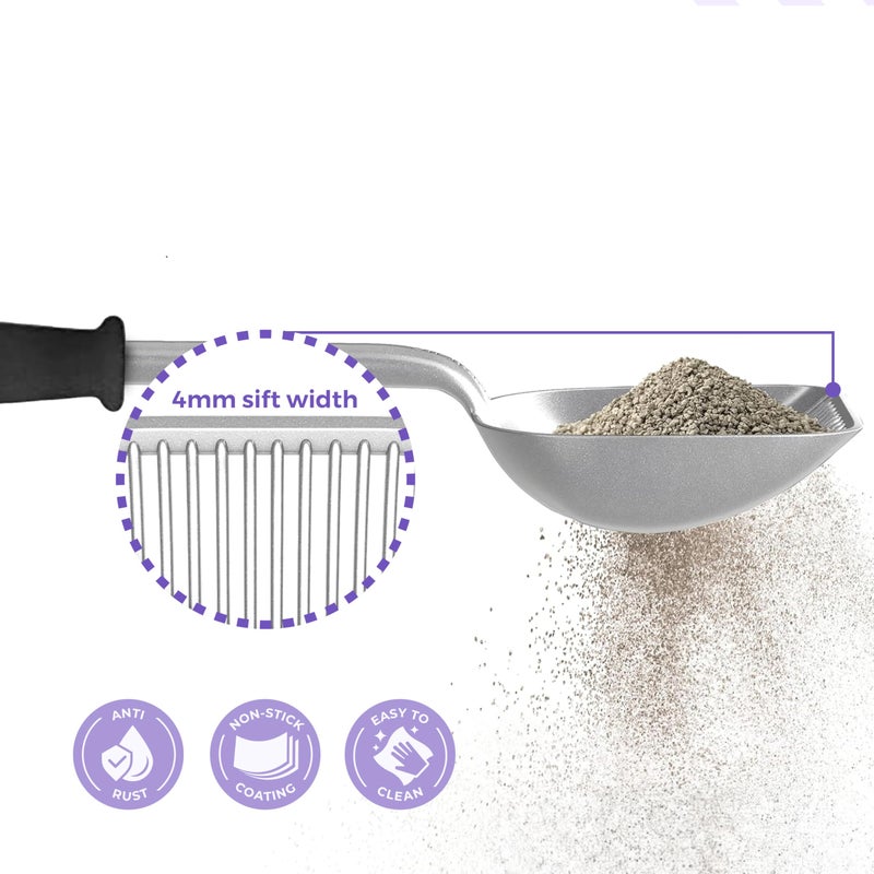 iPrimio Monster Metal Cat Litter Scoop with 17-Inch Long Handle - Extra Large Deep Shovel with Rounded Corners for Extended Reach and Soft Ergonomic Grip for Effortless Cleaning - Image 5