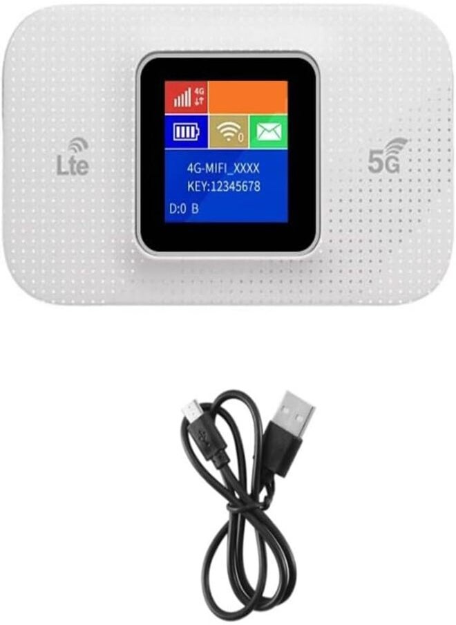 SUKILO 4G LTE MiFi Portable WiFi Router, 3000mAh Battery, Color Display, SIM Card Slot, 150Mbps Mobile Hotspot Supports 10 Users, Multi-Language, Secure 4G Router with LED Screen – White  - Image 1