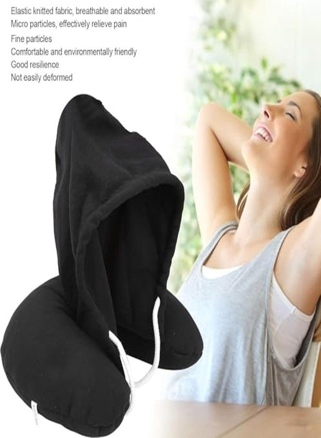ATEVON Travel Essentials Neck Pillow with Hood Air Cushion Car Pillows for Comfort Sleep and Travel in Plane Flight Train Airplane Travel Accessory Pillow for Neck Support Pain Relief - Image 4