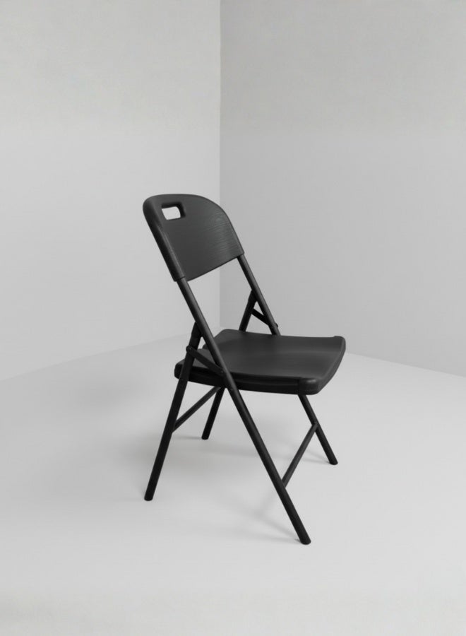 Marcolo Woodgrain Folding Chair – Foldable, Lightweight & Extra Sturdy (Black) - Image 2