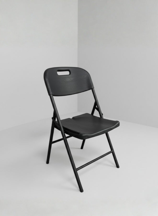 Marcolo Woodgrain Folding Chair – Foldable, Lightweight & Extra Sturdy (Black) - Image 3