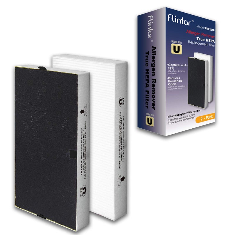 Flintar HRF201B Filter U Compatible with Honeywell HEPAClean U Filter HRF201B and Febreze FRF102B Fits HW HHT270 HHT290 and Febreze FHT170 FHT180 FHT190 2Pack