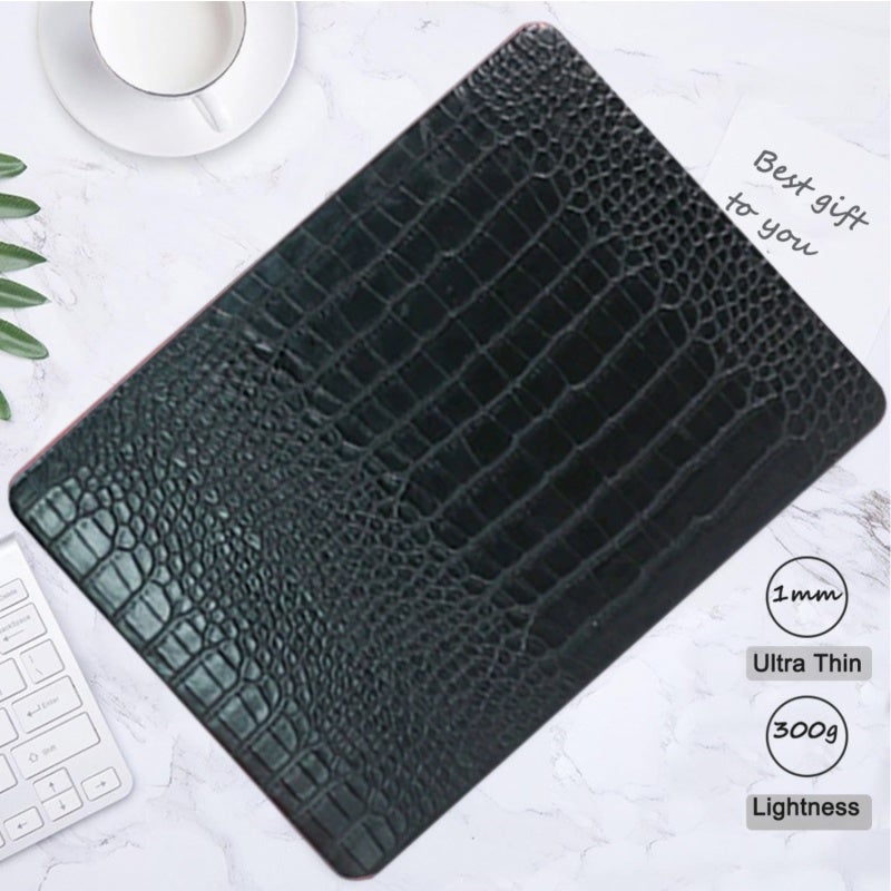 Macbook Air 13.6 Case: 1 Mm Slim 300 G Lightweight - Crocodile Pattern Black Faux-leather Fingerprint-resistant - Hard Case With Heat Dissipation & 360 Protection For 13.6-inch Macbook Air (M2/M3/M4, - Image 3