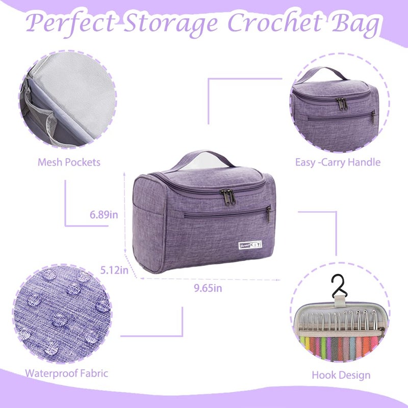 Yarniss Crochet Kits for Beginners with Instruction, All-Inclusive Crochet Set Include 840 Yards Yarn&14 Sizes Crochet Hooks, Crocheting Kit for Adult with Bag,Purple - Image 5