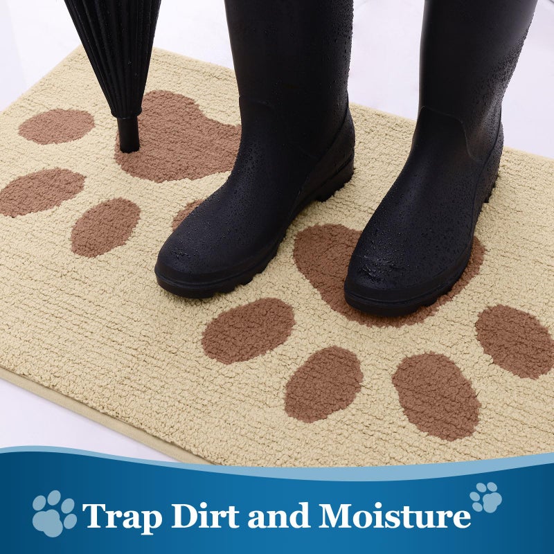 Buganda Dog Door Mat for Muddy Paws  Absorbent Dirt Trapper Washable Indoor Door Mat  Non Slip Low-Profile Mud Mat for Dogs  Front Entrance Door Mat for Inside Floor (36x24 Inches  Light Beige) - Image 2