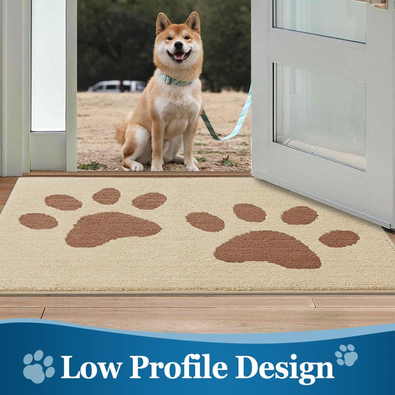 Buganda Dog Door Mat for Muddy Paws  Absorbent Dirt Trapper Washable Indoor Door Mat  Non Slip Low-Profile Mud Mat for Dogs  Front Entrance Door Mat for Inside Floor (36x24 Inches  Light Beige) - Image 5