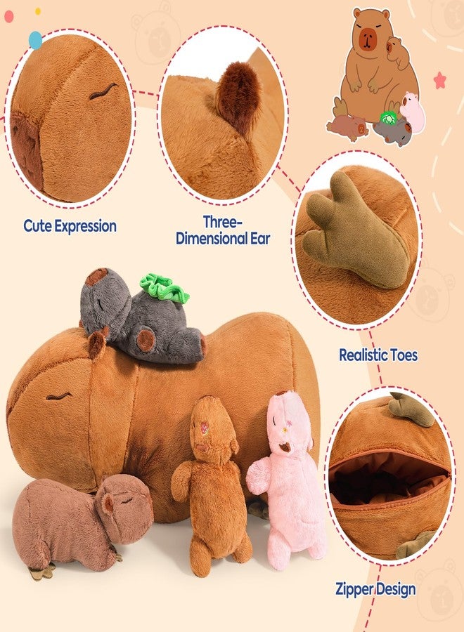 Ditucu 5Pcs Capybara Stuffed Animal Mommy 16.5 inch with 4 Babies 6.6 inch Family Set Cute Plushies Toys Gifts for Kids - Image 5