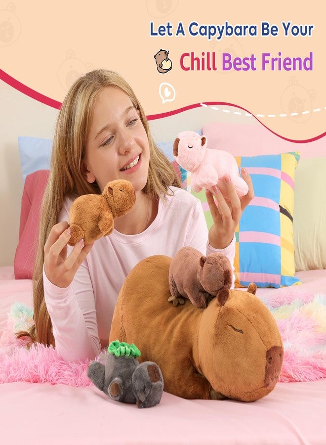 Ditucu 5Pcs Capybara Stuffed Animal Mommy 16.5 inch with 4 Babies 6.6 inch Family Set Cute Plushies Toys Gifts for Kids - Image 2