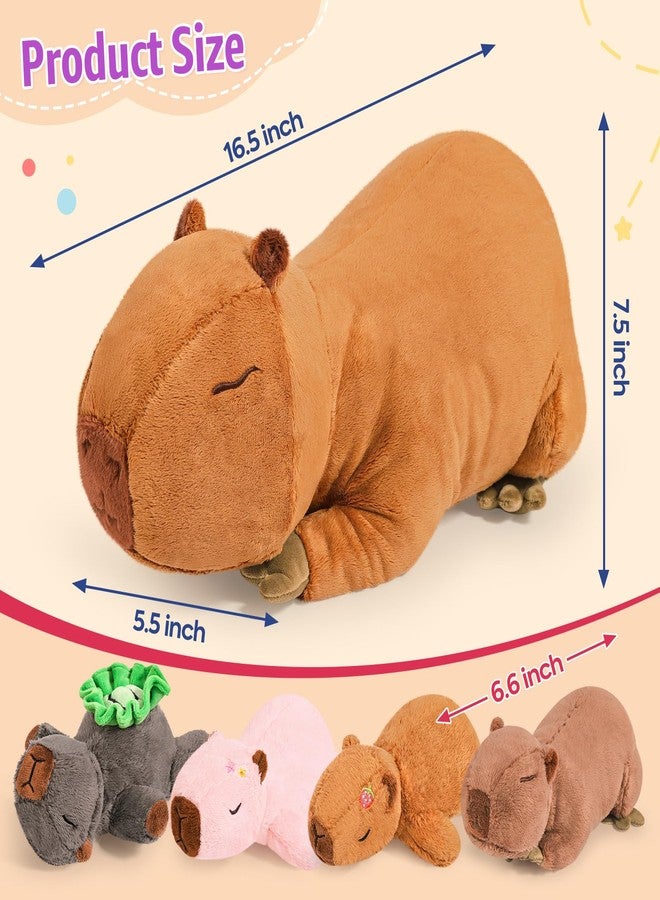 Ditucu 5Pcs Capybara Stuffed Animal Mommy 16.5 inch with 4 Babies 6.6 inch Family Set Cute Plushies Toys Gifts for Kids - Image 3