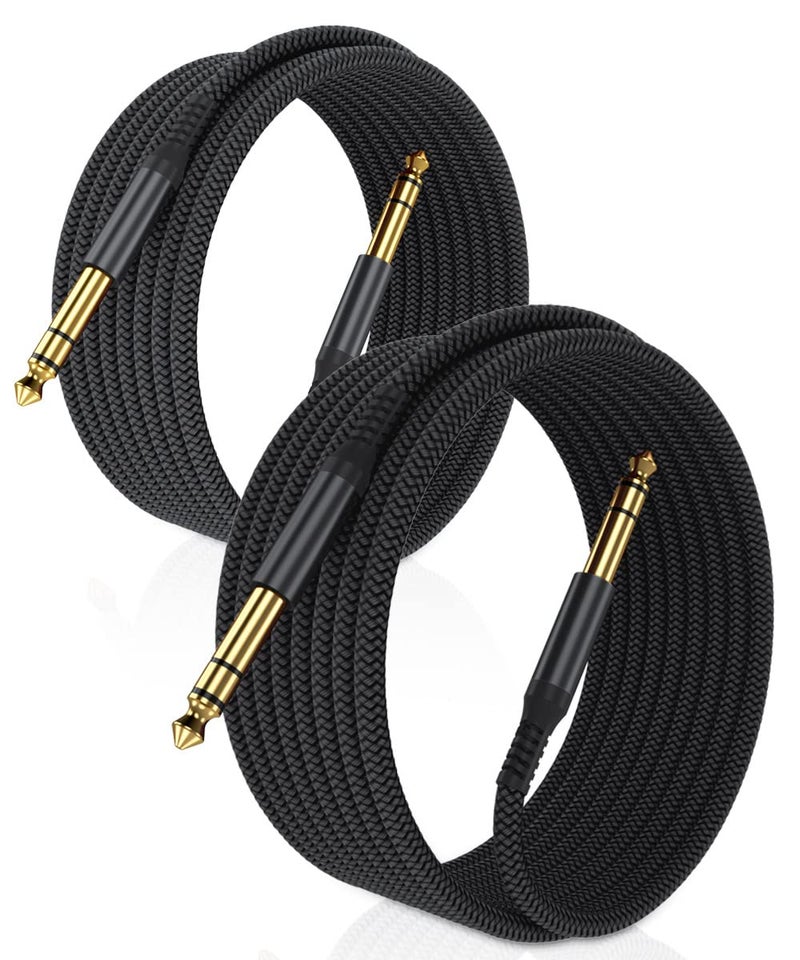 Elebase 1/4 Inch TRS Instrument Cable 10ft 2-Pack,Straight 6.35mm Male Jack Stereo Audio Interconnect Cord,6.35 mm Balanced Line for Electric Guitar,Bass,Keyboard,Mixer,Amplifier,Amp,Speaker,Equalizer - Image 1